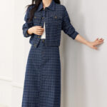 Jacquard denim jacket+skirt two-piece set