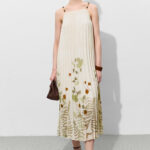 Holiday style printed camisole dress 2025 summer new mid length dress
