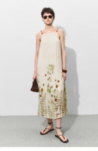 Holiday style printed camisole dress 2025 summer new mid length dress