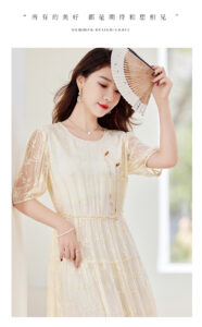 New style silk dress with Chinese tassel embroidery and silk skirt