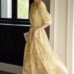 Summer New Elegant Shoulder Hollow Design Feel Lyocell Tencel Dress