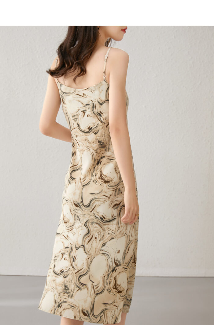 Spring/Summer New Women's Light Luxury Marble Texture Dress