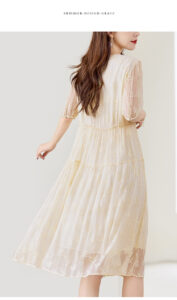 New style silk dress with Chinese tassel embroidery and silk skirt
