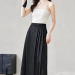 Spring and Autumn new style buckle decoration versatile slimming satin jacquard single skirt