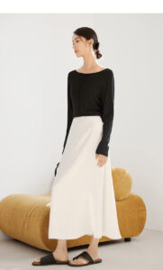 French satin skirt