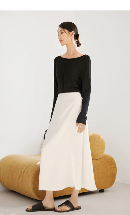 French satin skirt
