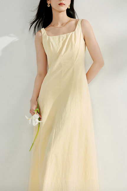 French square collar camisole dress