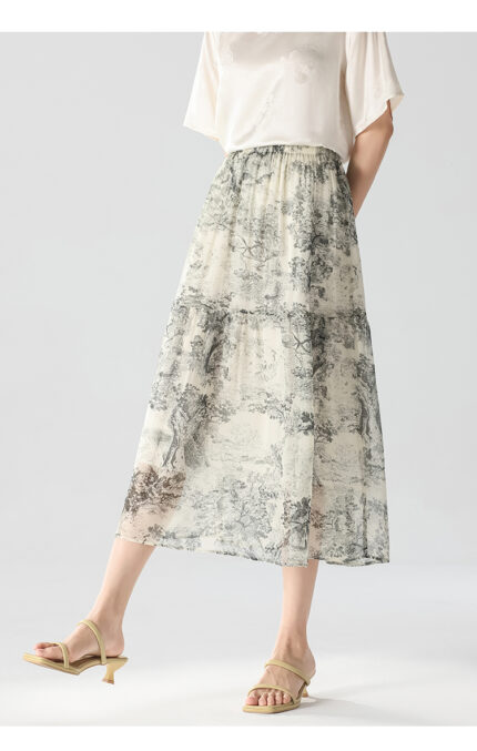 100% Mulberry Silk National Style Half Skirt