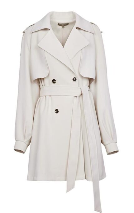 25 year spring suit lapel double breasted trench coat, fashionable waist cinched coat