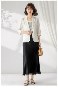 Spring and summer thin lace trimmed fishtail skirt