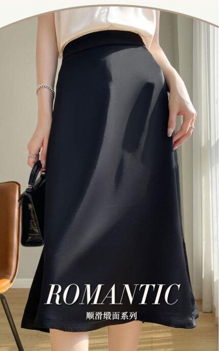 Satin solid color skirt