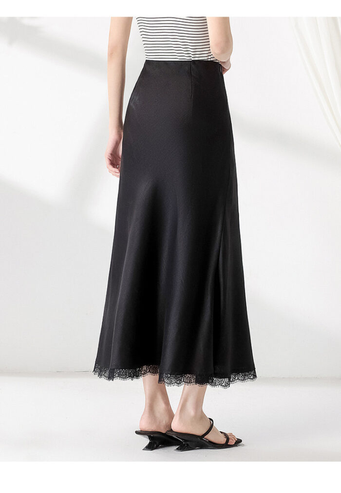 Spring and summer thin lace trimmed fishtail skirt