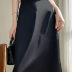 Satin solid color skirt