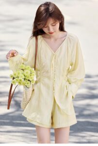 Holiday lazy atmosphere loose shirt shorts set