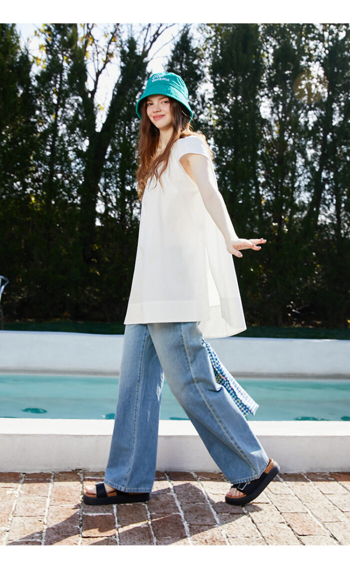 French style design shirt, summer solid color shirt