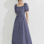 NMAN French plaid square neck dress