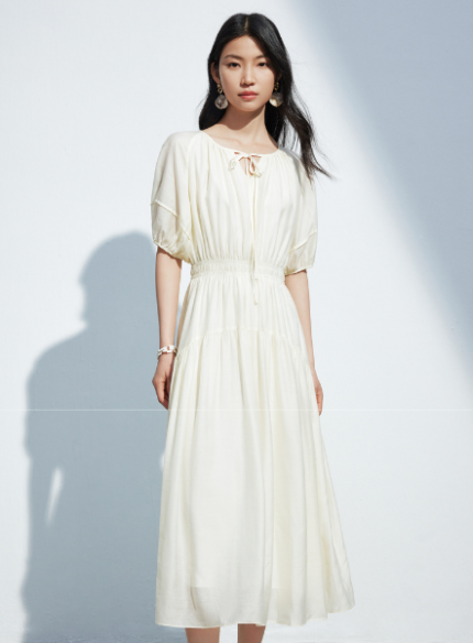 Leisure summer new V-neck tea break dress slimming dress for women