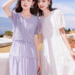X. YING vacation style vest+dress two-piece set