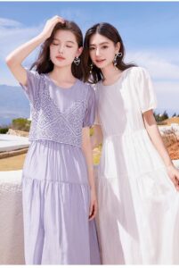 X. YING vacation style vest+dress two-piece set