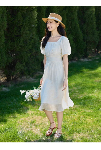 La Chapelle 2025 Bubble Sleeve Waist Dress