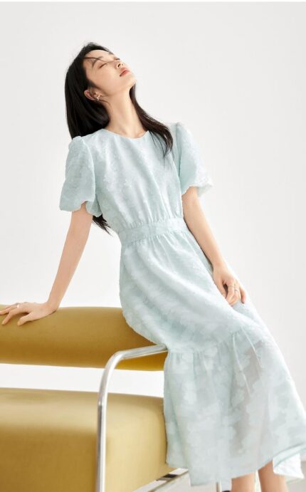 White Duibai Romantic Jacquard Dress