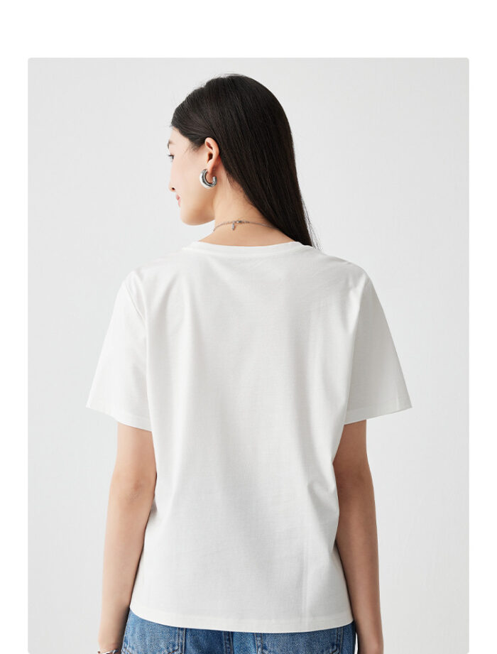 Spring and summer round neck solid color skin friendly breathable casual versatile short sleeved women's T-shirt