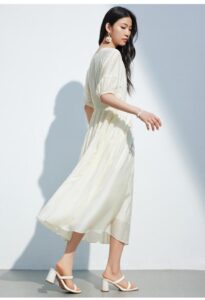 Leisure summer new V-neck tea break dress slimming dress for women