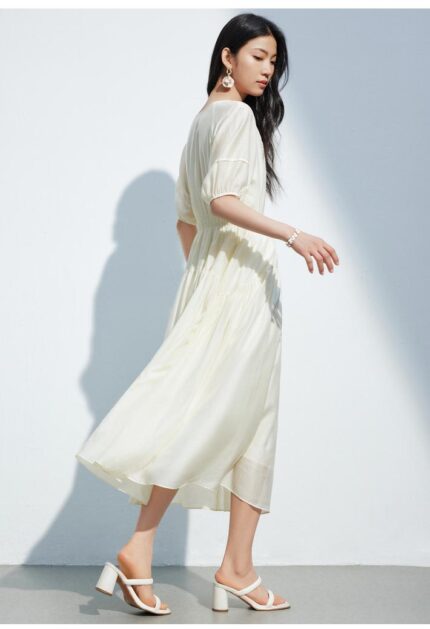 Leisure summer new V-neck tea break dress slimming dress for women