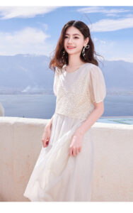 X. YING vacation style vest+dress two-piece set