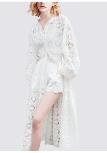 MeetMetro hollowed out high-end long shirt and shorts set