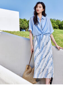 Elegant vacation commuting detachable waistband hanging straight tube suspender dress