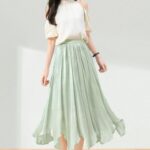 New flowing yarn irregular drape mid length temperament skirt