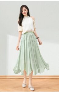 New flowing yarn irregular drape mid length temperament skirt