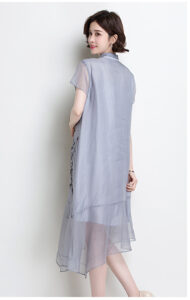 JINJU antique craft embroidered silk cheongsam dress