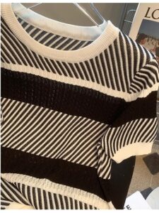 HQMOMO chic high-end ice silk knitted sweater T-shirt