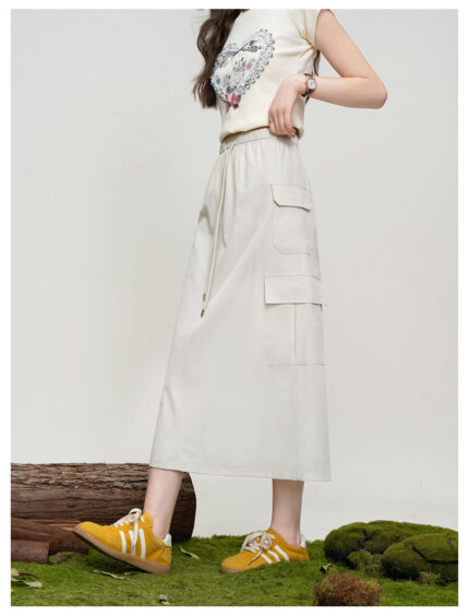 2025 new high waisted workwear half skirt split skirt