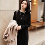 KELE COCO Little Black Skirt Wool Lace Sweater Dress