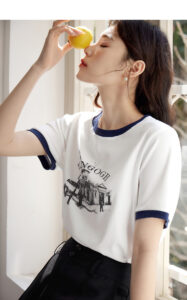Duibai architectural contrasting printed short sleeved T-shirt