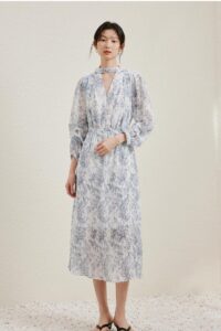 V-neck dress, short, medium to long, elegant half skirt