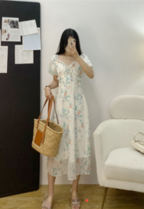 MeetMetro mid length French printed dress