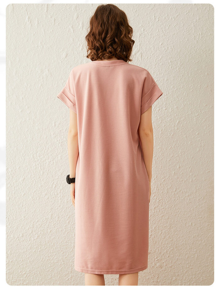 Fashionable loose retro printed slit T-shirt skirt women's dress