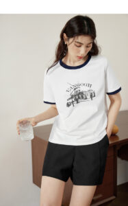 Duibai architectural contrasting printed short sleeved T-shirt