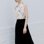 Ziqiao Short Ink Printed Hanging Neck Dress