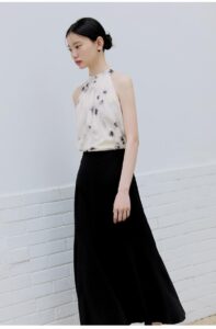 Ziqiao Short Ink Printed Hanging Neck Dress