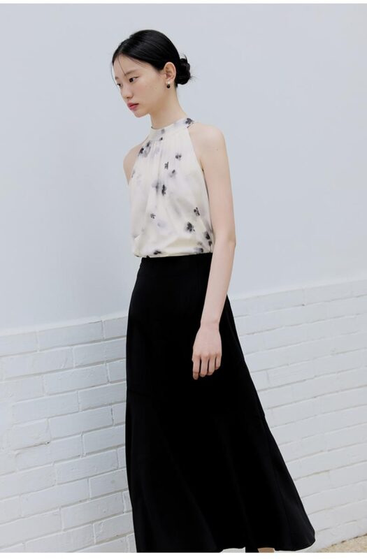 Ziqiao vestido de cuello colgante estampado a tinta de hombre pequeño