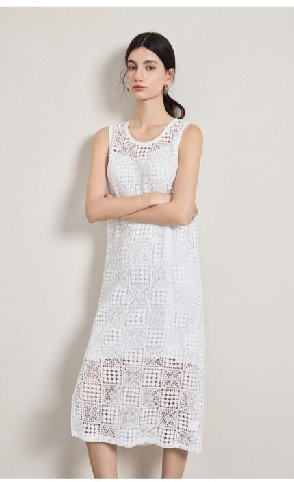 YIGUE 2025 Summer Simple and Fashionable Lace Vest Skirt