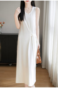 Women's round neck side tie dress