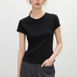 FANSILANEN pink shoulder short sleeved slim fit T-shirt