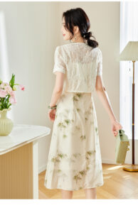 TERRE BLEUE New Chinese Style Top+Strap Skirt Two Piece Set