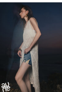 TOYOUTH imitation linen hollow dress